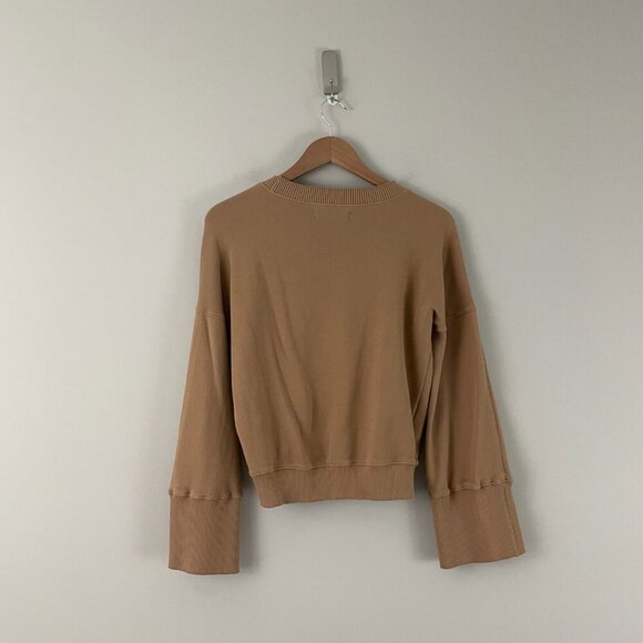 Spiritual Gangster Malia Wide Sleeve Crew Sweatshirt Camel Tan Size XS - Picture 2 of 6